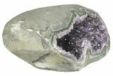 Purple Amethyst Geode With Polished Face and Calcite #199768-2